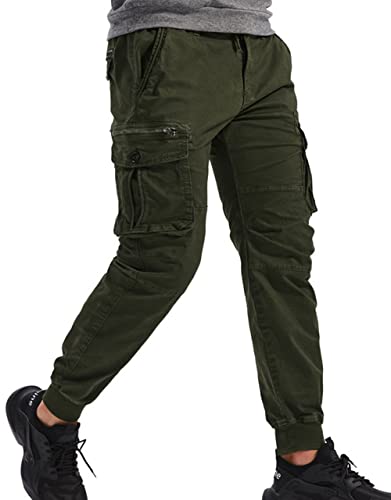 ebossy Men's Multi-Pocket Military Combat Ripstop Jogger Cargo Pants with Rib Cuff2