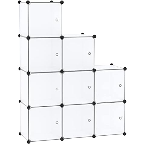 C&AHOME Cube Storage Organizer with Doors, 9-Cube Shelves, Closet Cabinet, DIY Plastic Modular Bookshelf Ideal for Bedroom, Living Room, 36.6”L x 12.4”W x 36.6”H White USBTM3009B-DOOR Cover