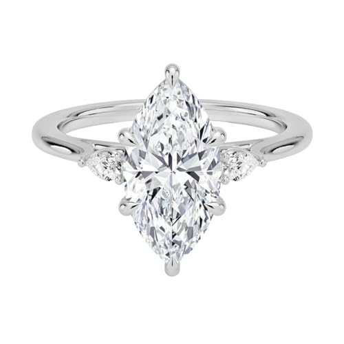 3 CT Marquise Cut Lab Grown Diamond Perfect Fit Three Stone Engagement Ring