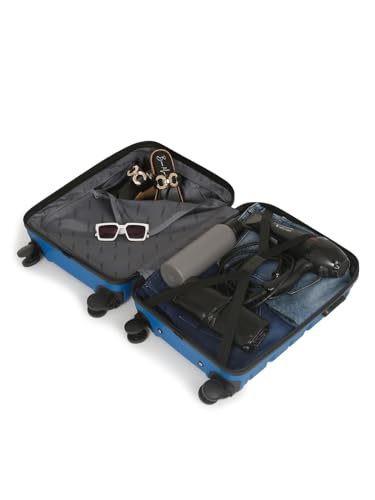 Image of Teakwood Leathers Unisex Trolley Bag, Hard Cabin with Zipper Closure, Adjustable Push Button & Cross Side Strap, Lock System 360 Degree (S, Royal Blue)