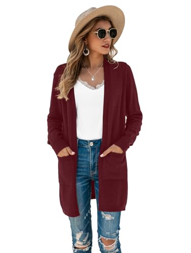 Image of TASAMO Cardigan Sweaters for Women Long Sleeve Open Front Casual Knit Fall Coat Oversized Soft Outwear with Pockets