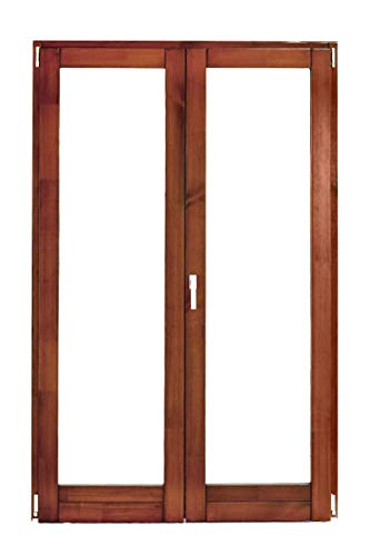 Porta Finestra 2 Ante In Legno con Anta Ribalta - Verniciato in 6 colori a scelta - Vetrocamera bassoemissivo e antinfortunio - 4 Misure a scelta (1120x2155 (Destra), T15 Ciliegio)