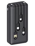 1 Hora Power Bank 20000mAh, Banco de Energía Batería Portátil con 4 Cables Incorporados USB, Tipo C, Micro USB Pila...