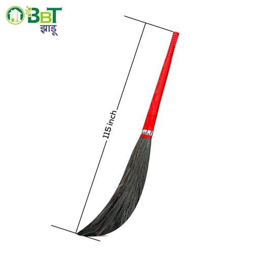 Image of BBT Phool Jhadu | Natural Grass Broom Stick for Home Cleaning | Eco-Friendly Long Handle Jhadu | Anti Dust, Lightweight & Durable Pack of- (1, XXXL)