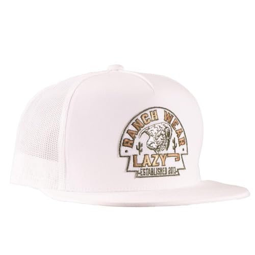 Lazy J Ranch White Olive Arrowhead Classic Five Panel Trucker Hat - Adjustable Unisex Country Style - Vintage Trucker Hat
