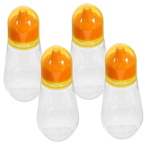 Ciieeo 4Pcs Plastic Squeeze Honey Bottles with Spill Lid Pet Honey Dispenser Jars for Syrup Jam and Food Storage for Festivals and Family Use