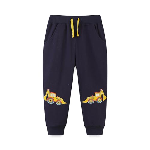 Toddler Baby Cartoon Excavator Embroidery Sport Leggings Pants Infant Loose Sweat Pants Casual Spring Autumn Trousers
