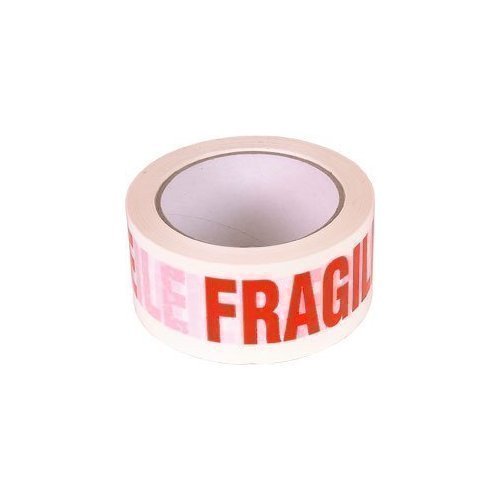 6 Rolls Fragile Printed Adhesive Packing Tape 50m x 48mm 36 Micron Super Durable Strong Red on White REALPACK