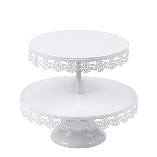 VILAVITA 2-tier Round Cupcake Stand Dessert Tower Iron Cupcake Holder Display Stand for Wedding Birthday Party Celebration White
