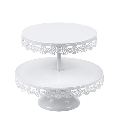 VILAVITA 2-tier Round Cupcake Stand Dessert Tower Iron Cupcake Holder Display Stand for Wedding Birthday Party Celebration, White