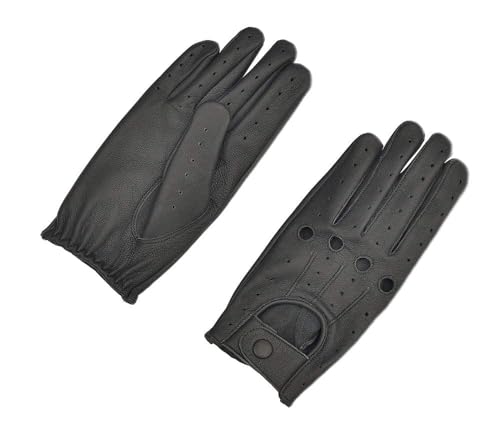 Genuine Leather Gloves for men (Black, Small)