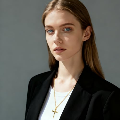 Image of Eusense Cross Necklace for Women Men Crucifix Pendant Sterling Silver 925 Cruz De Caravaca Cross Jesus Crucifix Jewelry