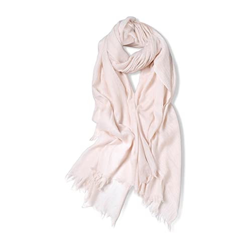 Women's Scarf Solid Color Cotton Linen Scarves With Tassels Warm Large Stole Wraps Long Hijab Shawl All Season