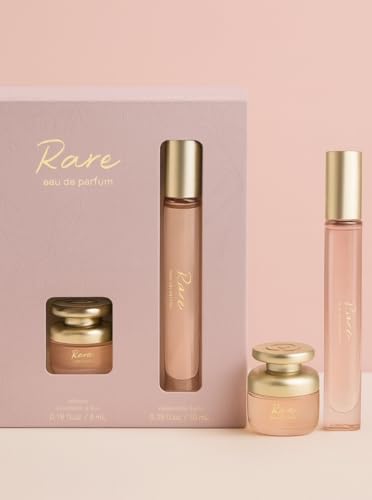 Mini Rare Eau de Parfum Set, Vanilla & Caramel — Travel Spray 0.33 fl oz (10 mL) + Rollerball 0.16 fl oz (5 mL) — Warm & Spicy Gourmand, Vegan, Cruelty-Free