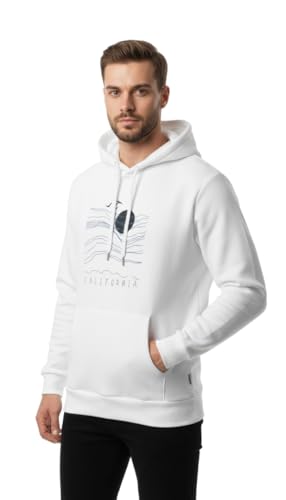 Image of Amazon Brand - INKAST Men Hooded Sweatshirt with Minimal Print | Casual wear | Stylish Winter Hoodie with Drawstrings | Kangaroo Pockets | Pullover