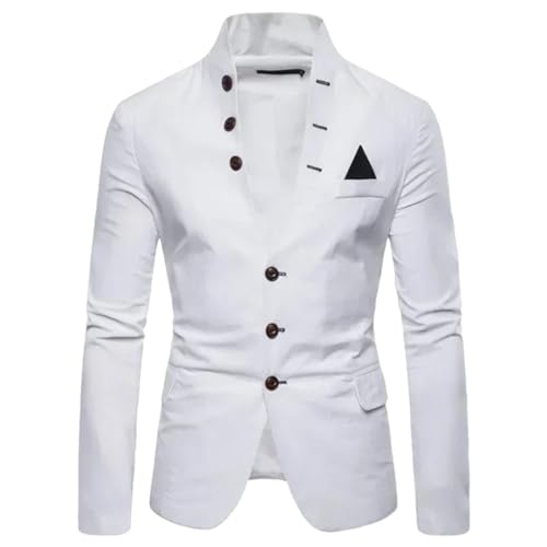 Men's Multi-Button Decoration Casual Stand-Up Collar Blazer Fashion Slim Solid Color Suit Jacket