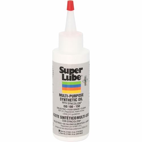 Super Lube Multi-Purpose Synthetic Oil w/Syncolon - Waterproof - NSF Rated - Industrial Grade - 3D Printer, Tool & Maintenance Use - Translucent White - Bottle - 4 oz (51004)