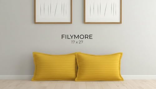 Image of Filymore Stripe Yellow Pillow Covers Set of 2 Covers| Made with Pure Microfiber Soft & Skin Friendly Pillow Cases | Size (17 x 27 inch (Yellow)