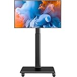 Universal Floor TV Stand, Rolling Floor TV Mount with Wheels, 80 Degree Swivel Height Adjustable for 27 to 65 Inch LCD LED OLED TVs, Holds up to 40 kg Mobile Monitor Stand, Max VESA 400x400mm