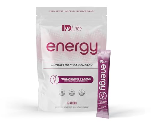 Image of IDLife Energy - Mixed Berry - Sustained Power Boost with Powder, Healthy Drink for Work, Gym & Daily Use, 6 Hours of Boost - 15 Sticks per Bag