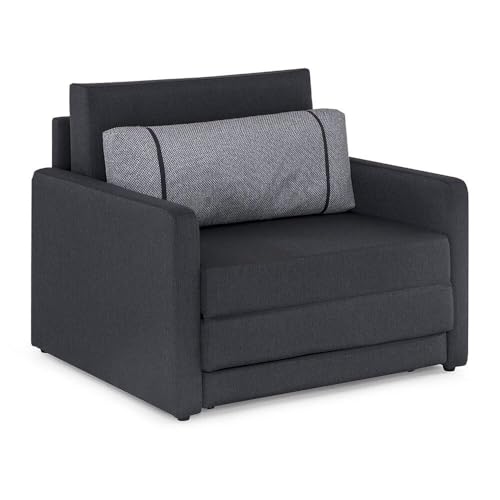 Sofá-cama Solteiro Herval Aurora, Linho Grafite Fechado, 106 Cm