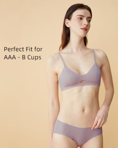 Image of Organic Pima Cotton Bra Wireless Padded Bralette Breathable Comfortable Bras for Women Everyday Triangle Bralette