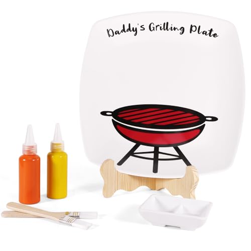 EPDPLAY DIY Personalized Daddy's Grilling Plate with Kids' Handprints -