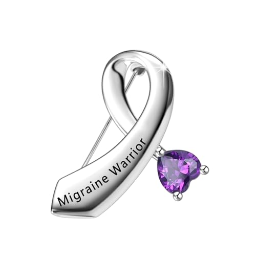 Broche de migraña morado CENWA para lucir en chaquetas y eventos de salud