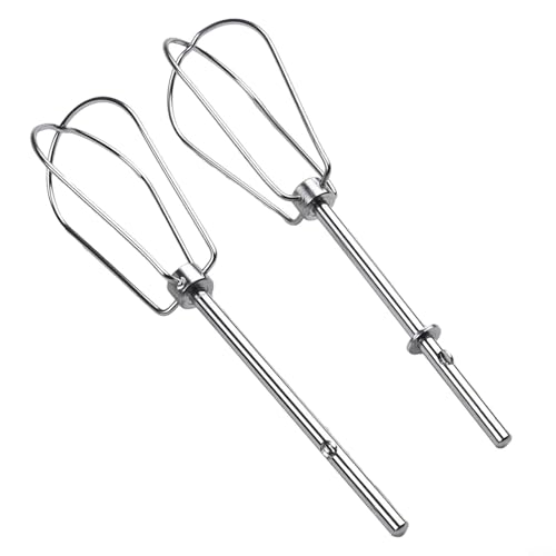 Feeshoppher Batidores de mano de acero inoxidable y accesorios para batidor de huevos Kenwood, reemplazo de mezcla de masa, 17,5/21,5/18 cm, juego de 2, para batir huevos batidos de crema (2 varillas