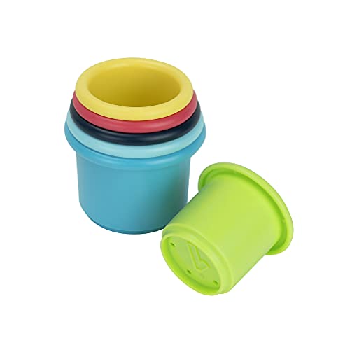 Image of green sprouts Sprout Stacking Cups Made from Plants, Fun for Bath, Pool, Water & Sand Play, Holes for Sifting & Sprinkling (6 pk)