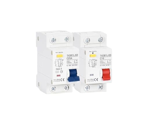Circuit Breaker Switch,MCB Type A/AC RCBO DPNL Residual Current Circuit Breaker Short Current Earth Leakage Protection 16A 20A 32A 40A 50A 63A(A Type-AC110V 30mA,40A)