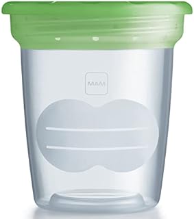 MAM Storage Jar for Baby Food, Storage Compatible with MAM Manual Breast Pump, Food Storage Containers for Fridge and Freezer, 5 Pieces, Food Storage Container with Lids