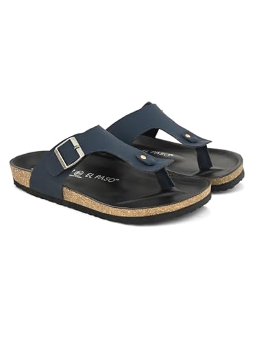 Image of EL PASO Men's Suede Leather Cushioned Cork Sole Sandal Slippers (Size 6 to 12)