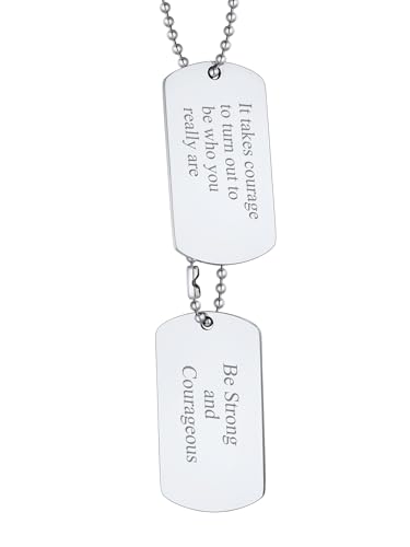 Custom4U 2 Plaques Militaires Collier Personnalisable Homme Prénom 2Pcs Chaîne Argent Militaire Plaque Dog Tag Military Gravé