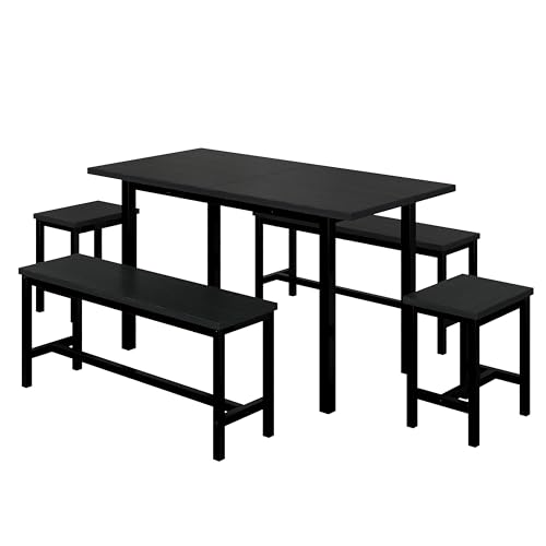 infirack   Juego de mesa de comedor (con mesa de comedor, 4 sillas)   Mesa de comedor plegable   160/120 x 80 x 75 cm   Oferta espacio para 6 personas   Mesa de comedor extensible multifuncional