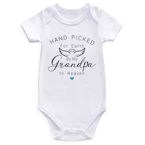 Image of hand picked for earth by my grandpa grandma in heaven pregnancy announcement for grandparents baby bodysuits