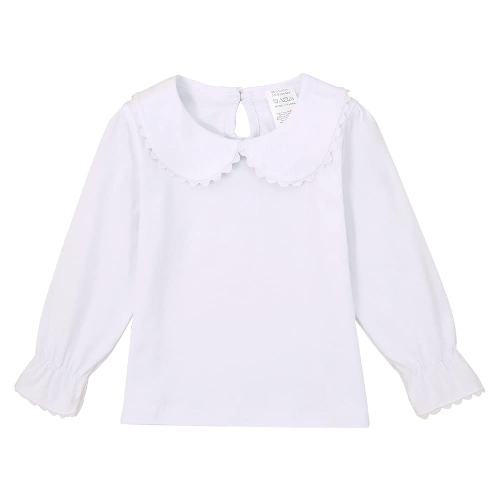 Peter Pan Collar Shirt Toddler Baby Girls White Blouse Puff Sleeve Top