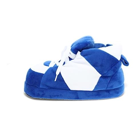 Happy Feet Slippers Standard Sneaker Slippers for Men, Women, and Kids - As Seen on Shark Tank - Classy Oversized House Slippers for Women with Non-Slip Rubber Soles - Blue and White - Large Cover