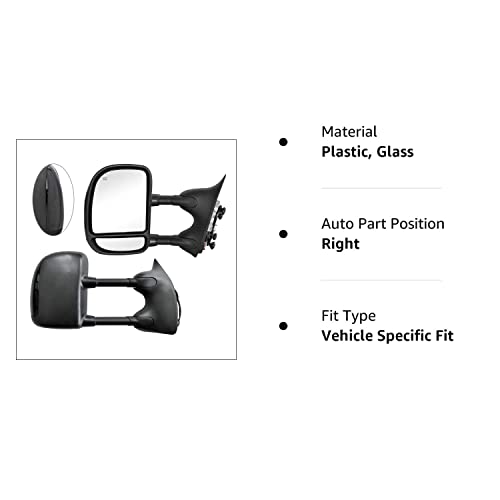 Perfit Zone Towing Mirrors Replacement Fit For 1999-2007 F-250 F-350 F-450 F-550 Super Duty, Power Heated,W/Smoke Signal,Black (Pair Set) #TOP4