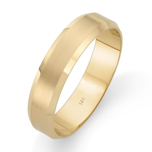 Image of Oxford Ivy Mens Wedding Band 14K /10K Solid Gold 5mm Flat Beveled Edge Ring