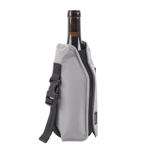 Image of ThermoFlask Wine Bottle Ice Jacket - Wine Bottle Holder with Adjustable Buckle & Strap - Temp-Lock Wine Carrier - Wine Carrier for Travel - Wine Accessory for Brunch, Christmas, Parties & More - Grey
