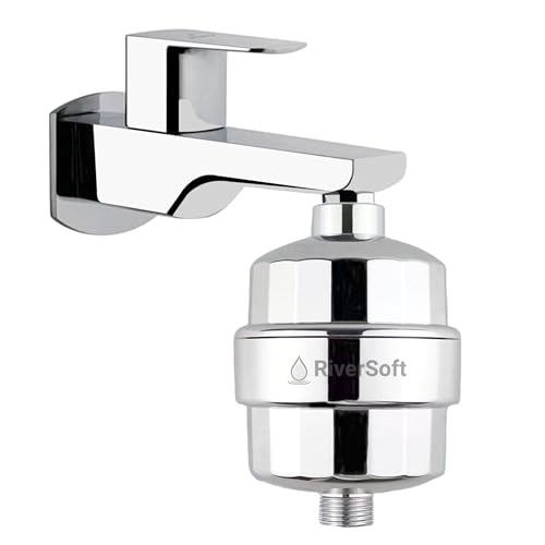 RiverSoft Diva PRO Shower and Tap Filter for Hard Water | Water Softener for Bathroom | Reduces Hair Fall | 15-Stage Filter (Chrome, Pack of 1)