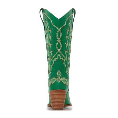 Cowboy Boots For Women - Western Mid-Calf Cowgirl Boots - Snip Toe - 3” Wood Grain Chunky Heel Embroidered Boots4