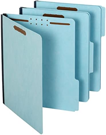 Globe-Weis Pressboard File Folder with 2 Fasteners, 1 Inch Expansion, 1/3 Tabs, Letter Size, 25-Pack, Blue, (615F21-3BLU) by Globe Weis