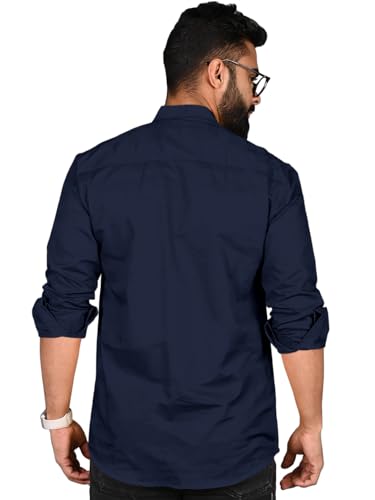 Image of ROYALSCOUT Men Cotton Blend Short Kurta with Mandarin Collar and Button Placket | Full Sleeve Regular Fit Ethnic Wear for Casual and Festive Use