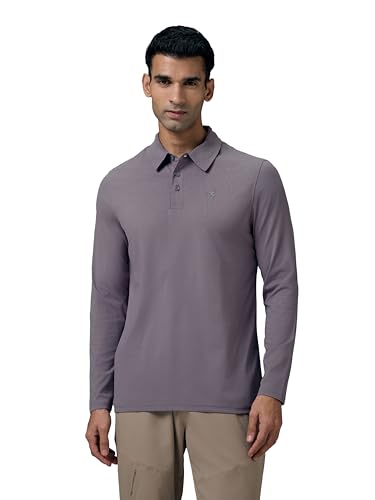 Image of TECHNOSPORT Mens Slim Fit Solid Full Sleeve Cotflex Polo T-Shirt for Regular and Casual Uses