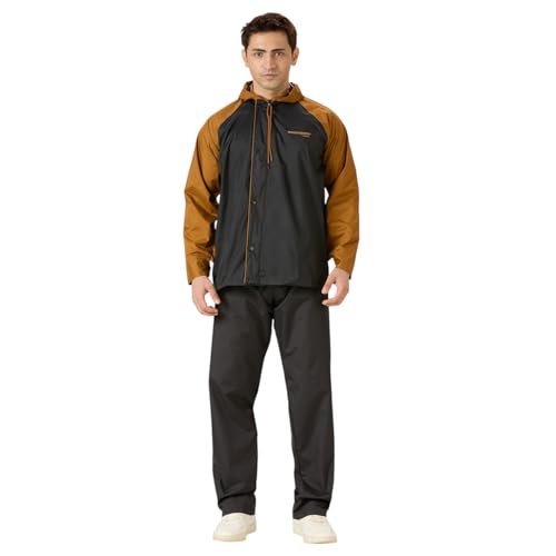 Image of ZEEL Water Fighter Rain Coat for Men with Adjustable Hood, Polyester Waterproof Full Sleeves Top and Bottom Set Rainwear, Front Zip with Snap Button Flap, EWF87 EWF94 EWF79 EWF74 Parent