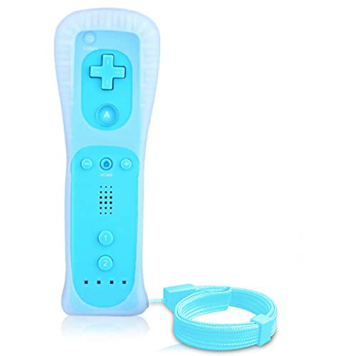 Image of Lyyes Wii Remote Controller with Nunchuck, Silicon Case and Strap for Wii U (Blue)