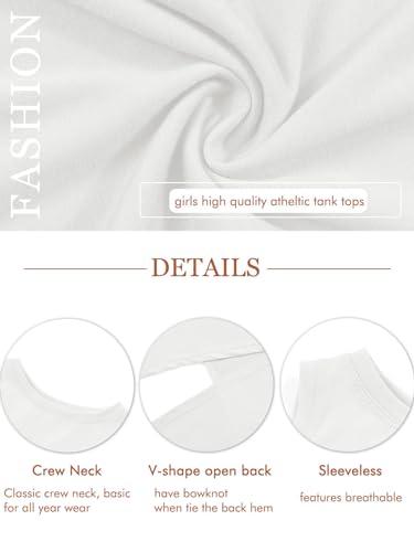 Image of Haloumoning Girls Athletic Tank Tops Open Tie Back Sleeveless Workout Running Tennis Sports Shirts 5-14Years