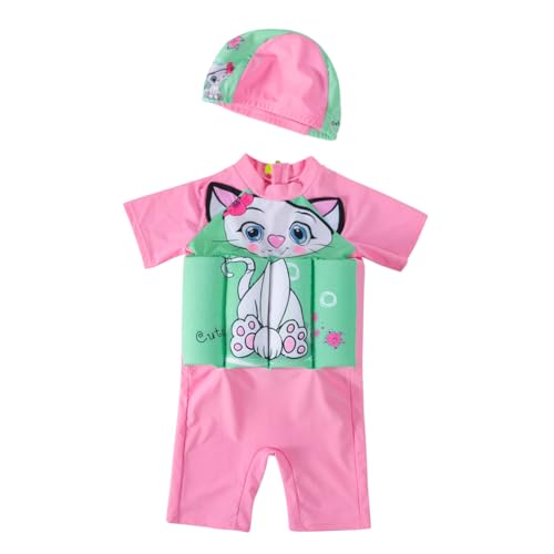HAOZAIKEJI Kid Buoyancy Swimming Swimsuit Boy Girl One Piece Floatation Short Suit Cartoon Swimwear